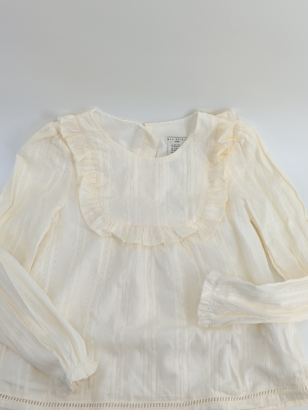 Max Studio Cream Ruffle Yoke Girls' Long Sleeve Top